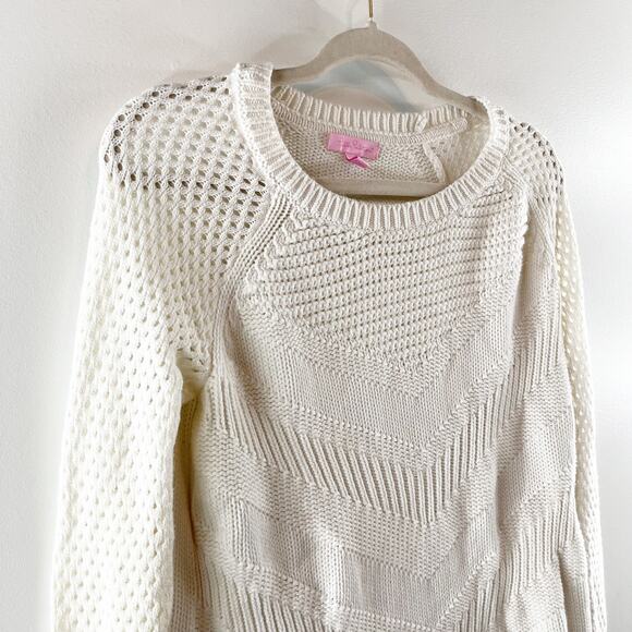 Lilly Pulitzer Crewneck Blythe Cotton Pullover Sweater White Medium - Picture 7 of 9
